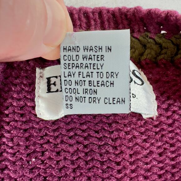 Empress Sportswear LTD. Cardigan Sweater Woman's L 5- Button Up Purple Argyle - Picture 4 of 9